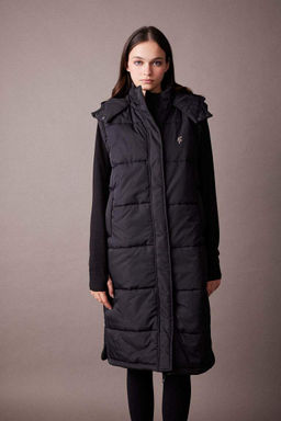 Длинный надувной спортивный жилет DeFactoFit с водоотталкивающим капюшоном и капюшоном  фото 3