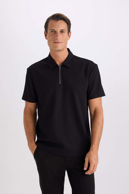 Regular Fit Fermuarl? K?sa Kollu Polo Tisort - Defacto фото 4