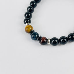 Браслет из Турмалина, Тигрового, Бычьего и Соколиного глаза 20 см