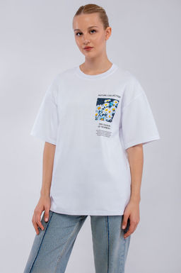 Арт. 31123 Футболка женская оверсайз 44-52 (5 шт) Цвет:белый