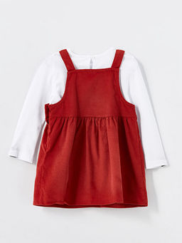 Kare Yaka K?z Bebek Salopet ve Ti??rt 2li Tak?m - Waikiki фото 2