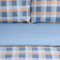 Постельное бельё LoveLife евро Square blue, 200х217см, 225х240см, 50х70см-2шт, сатин, хлопок 125г/м  фото 2