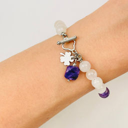 Браслет из Лунного камня и Чароита 17 см - Радуга самоцветов фото 5