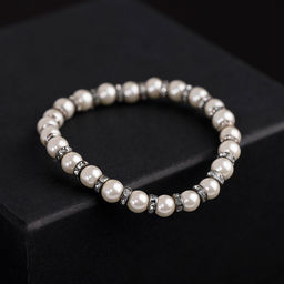 Браслет жемчуг «Невеста» со стразами, шар № 6, цвет белый, d=5.5 см