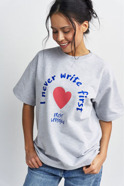 Футболка Никогда не пишу первой Серый меланж
