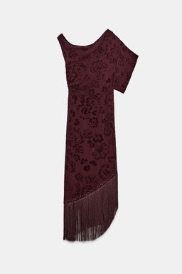 ASYMMETRIC DEVOURED FRINGE MIDI DRESS - Zara фото 8