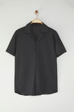 Antrasit Regular Fit Apas Yaka Yazl?k Gomlek TMNSS23GO00105