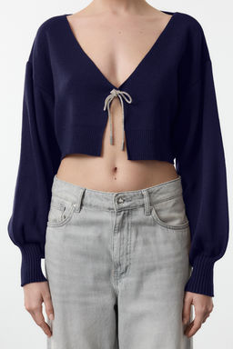 TRENDYOLMILLA Ekru Super Crop Basic Fiyonklu Triko H?rka TWOAW24HI00315 фото 3