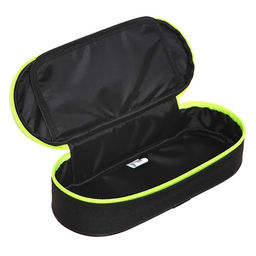 Пенал - футляр Calligrata Black, 85×210×50 мм, с откидной планкой, мягкий, текстильный, чёрный/ярко-салатовый