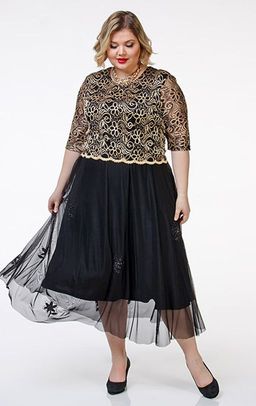 Платье на подкладке. Сочетание великолепной сетки с камушками на юбке и шикарного гипюра верха. - Ckc collections фото 2