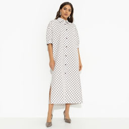 Платье-рубашка свободного кроя Гипнотический минимализм (с поясом) - Charutti фото 6