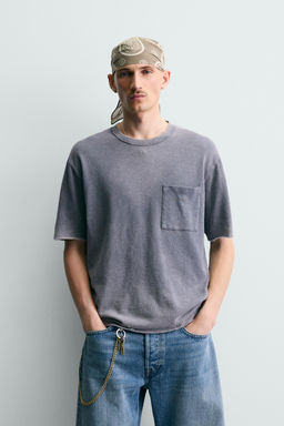 CAMISETA PUNTO RELAXED FIT LAVADO / Azul lavado - Zara фото 2