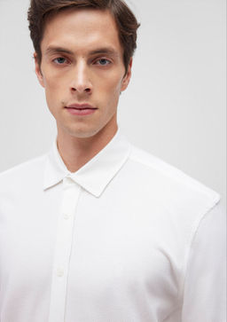 Beyaz Orme Gomlek - Mavi фото 5