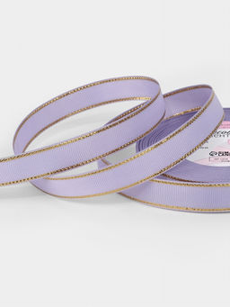 Цена за 2 шт. Лента репсовая, с золотым люрексом, 15 мм, 23±1 м, сиреневая №021
