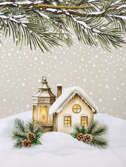 Цена за 2 шт. Пакет подарочный новогодний ламинированный, «Новогодний домик», 26×12×32 см