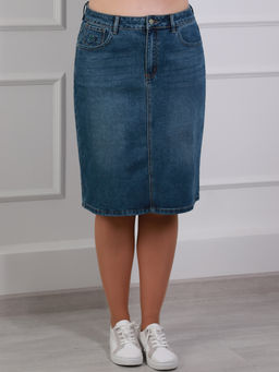 Юбка джинсовая базовая классическая - Almond фото 4