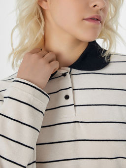 Поло женское бежевое в полоску - Mark formelle фото 4