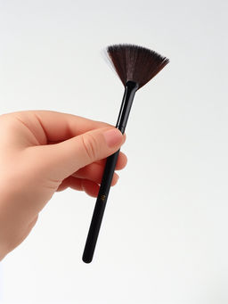 Цена за 2 шт. Кисть для макияжа, веерная, 16.5 (±1) см, чёрная