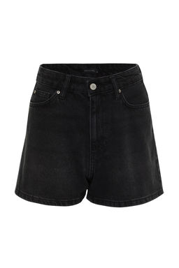 Siyah Yuksek Bel City Boy Denim Sort TWOSS23SR00199