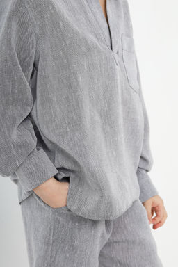 Рубашка в полоску Лен, черная - Inzibe фото 30