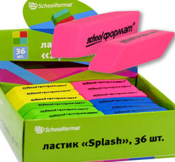 Ластик 55х15х12 мм каучук, ассорти, в дисплее SPLASH