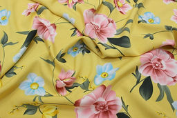 Штапель Цветущая долина цв.песочно-желтый, ш.1.45м, вискоза-100%, 100гр/м.кв - Купава фото 7