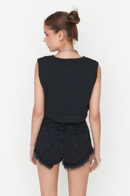 TRENDYOLMILLA Siyah Y?rt?kl? Yuksek Bel Denim Sort TWOSS22SR00152  фото 5
