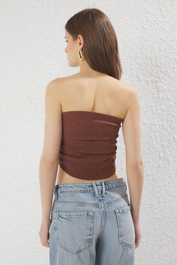 Trendyolmilla Premium Tas Straplez Buzgulu Esnek Orme Bluz TWOSS24BZ00216 фото 8