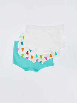 Bask?l? Pamuklu K?z ?ocuk Boxer 3l? - Waikiki фото 2