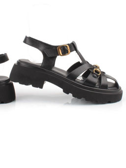 08-PEAG54-2 BLACK Босоножки женские (натуральная кожа)
