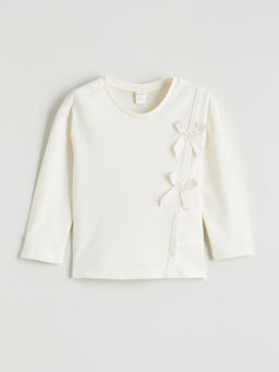 Bisiklet Yaka Fiyonk Detayl? K?z ?ocuk Ti??rt