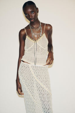 STUDDED LACE MIDI SKIRT - Zara фото 3