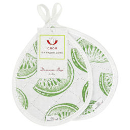 Кухонный комплект Астурия белый: прихватка 20х18см Капелька - 2шт, хлопок Премиум 191г/м2 - хлопок 100%, наполнитель - ватин 280гр/м2, на хангере, Домашняя мода (Россия)