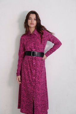 11051 Платье-рубашка удлинённое цикламеновое - Martichelli фото 15