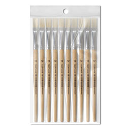 Цена за 10 шт. Кисть для рисования, щетина, № 12, плоская, деревянная ручка, международный размер