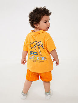 Polo Yaka K?sa Kollu Bask?l? Erkek Bebek Ti??rt - Waikiki фото 2