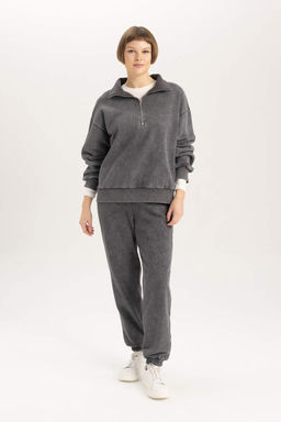 Толстовка с воротником-поло и полумолнией Relax Fit - Defacto фото 2