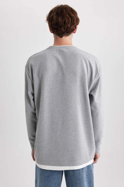 Толстовка оверсайз с круглым вырезом и принтом - Defacto фото 6