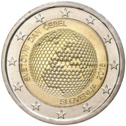 Монета 2 евро 2018 года Словения Всемирный день пчёл