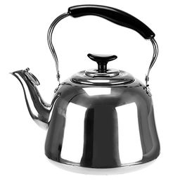 "Новосел" Чайник из нержавеющей стали 2л, д17см h14,5см, со встроенным в крышку свистком, с ситечком, подвижная пластмассовая ручка, цветная коробка (Китай)