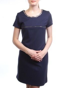 1607 DK. BLUE Платье женское (90% хлопок, 10% полиэстер)
