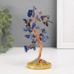 Бонсай декоративный «Денежное дерево», синий, 60 камней, 5.5×5.5×15.5 см