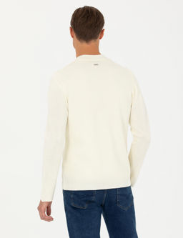 Белый трикотажный кардиган приталенного кроя с v-образным вырезом - Cacharel фото 5