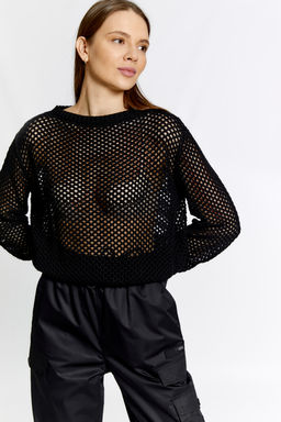 Джемпер из вязаного трикотажа с плетением в виде сетки. Составьте комплект с майкой из Базы.