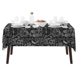 Скатерть 200х145см Версаль черный, длина стола до 160см, на 6-8 персон, хлопок Комфорт 171г/м2, упаковка классическая, пакет ПВХ 28х41см, Домашняя мода (Россия)