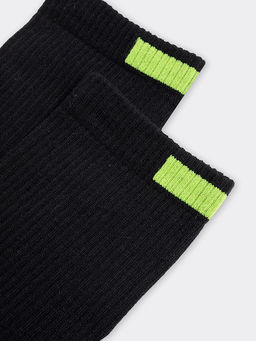 Цена за 5 пар! Мужские высокие носки черного цвета с салатовым прямоугольником - Mark formelle фото 3