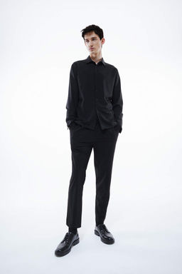 Рубашка узкого кроя с воротником-поло и длинными рукавами - Defacto фото 2