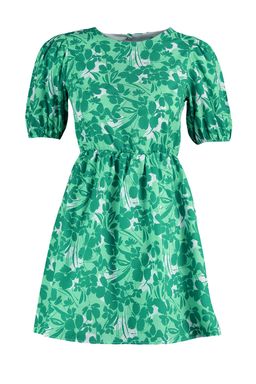 Yesil Cicekli Skater/Belden Ac?lan S?rt Detayl? Mini Dokuma Elbise TWOSS22EL2858