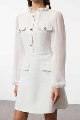 Ekru Duz K?sa / Mini Dokuma Elbise TWOAW25EL00257