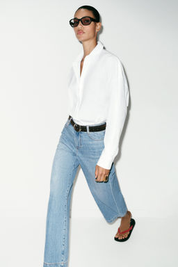 Z.08 BELTED WIDE-LEG CROPPED JEANS - Zara фото 30